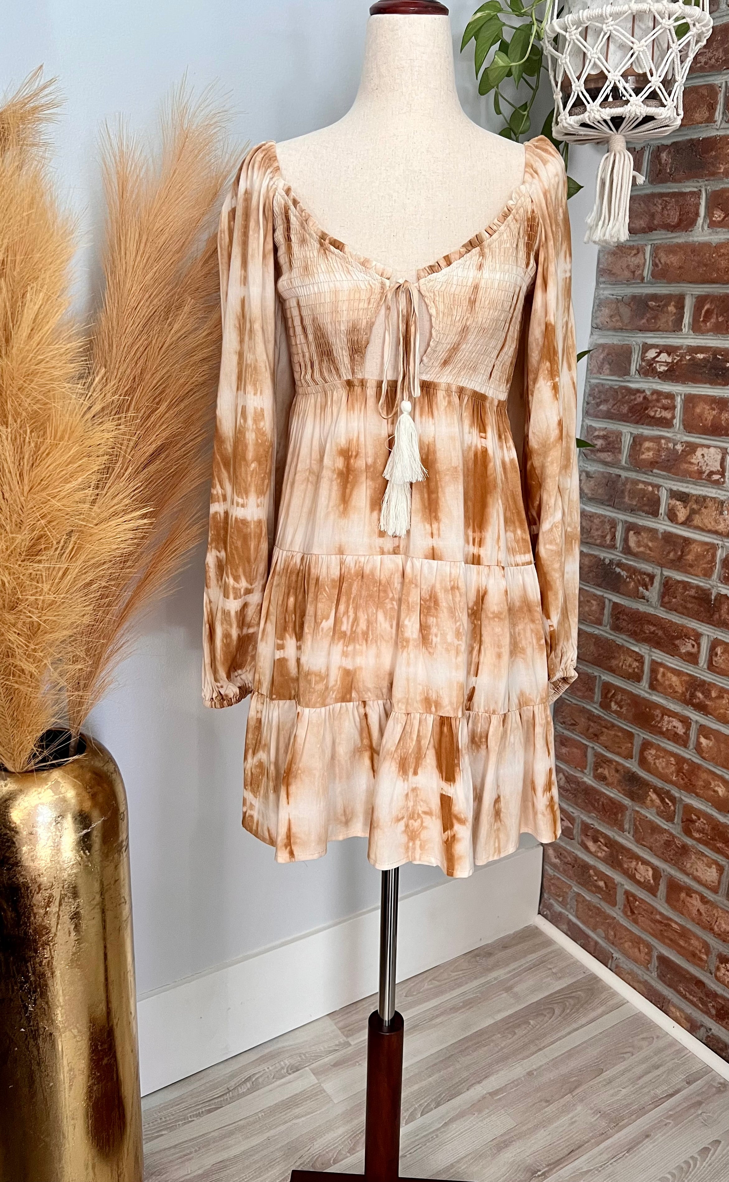 tie dye long sleeve mini dress Tie Dye Front Cut out Long Sleeve Dress – Essential Style Boutique