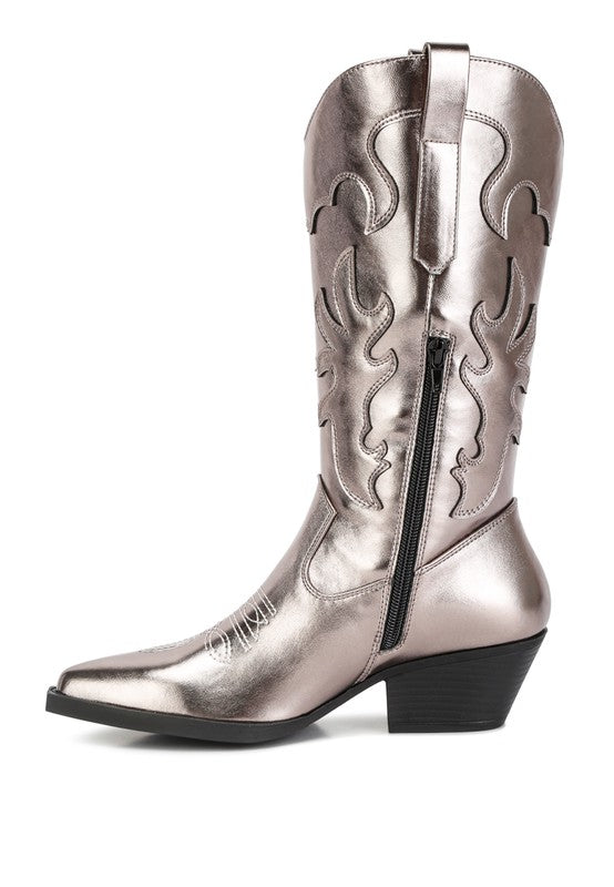 Cowboy Metallic Faux Leather Cowboy Boots