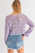 Pink Fuchsia Long Sleeve Crochet Top