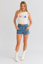 USA Embroider Knit Tank Top