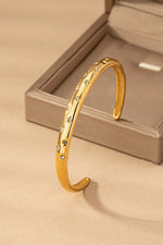 Stainless engraved star rhinestone cuff bracelet