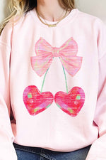 Cherry Ribbon Valentines Oversized Sweatshirt