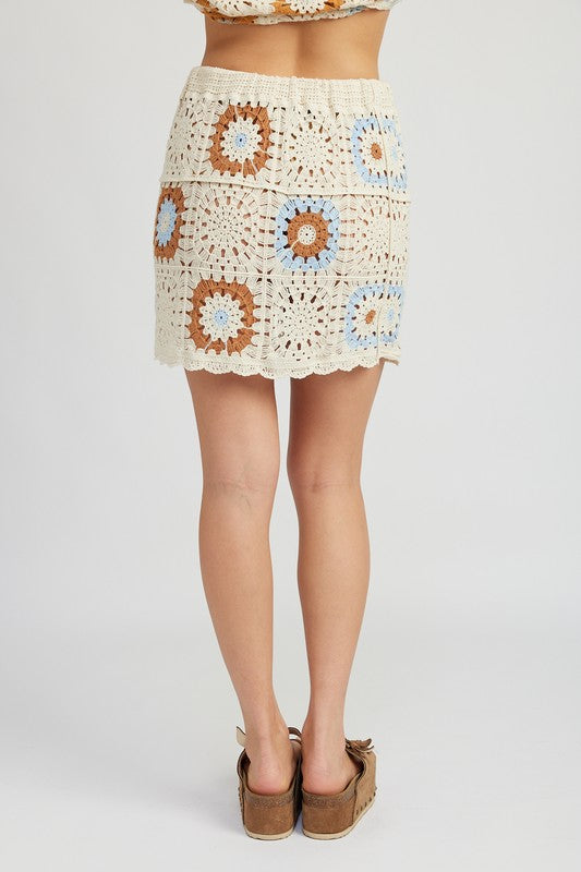 High Waist Crochet Mini Skirt