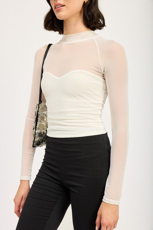 Contrasted Sheer Top