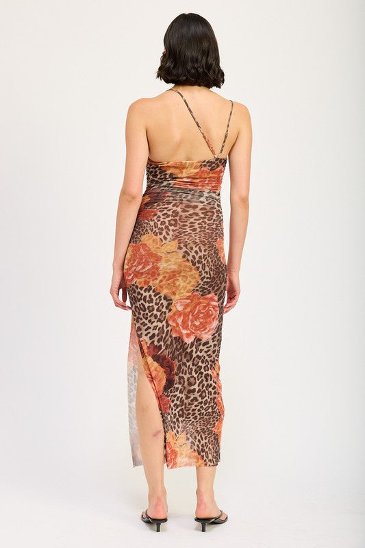 Cheetah And Rose Print Mesh One Shoulder Maxi Dress Essential Style Boutique Cheetah And Rose Print Mesh One Shoulder Maxi Dress Essential Style Boutique