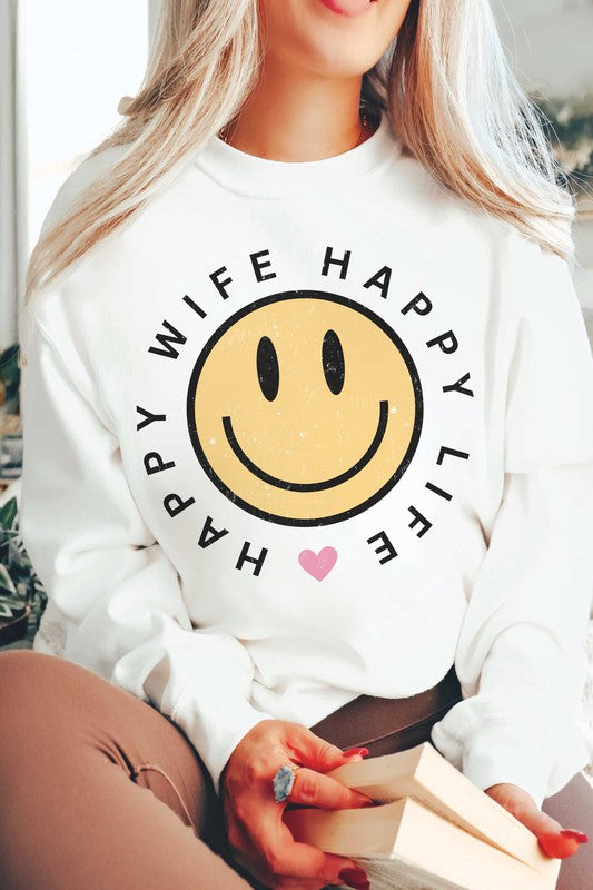 Plus Size - Happy Wife Happy Life Crewneck