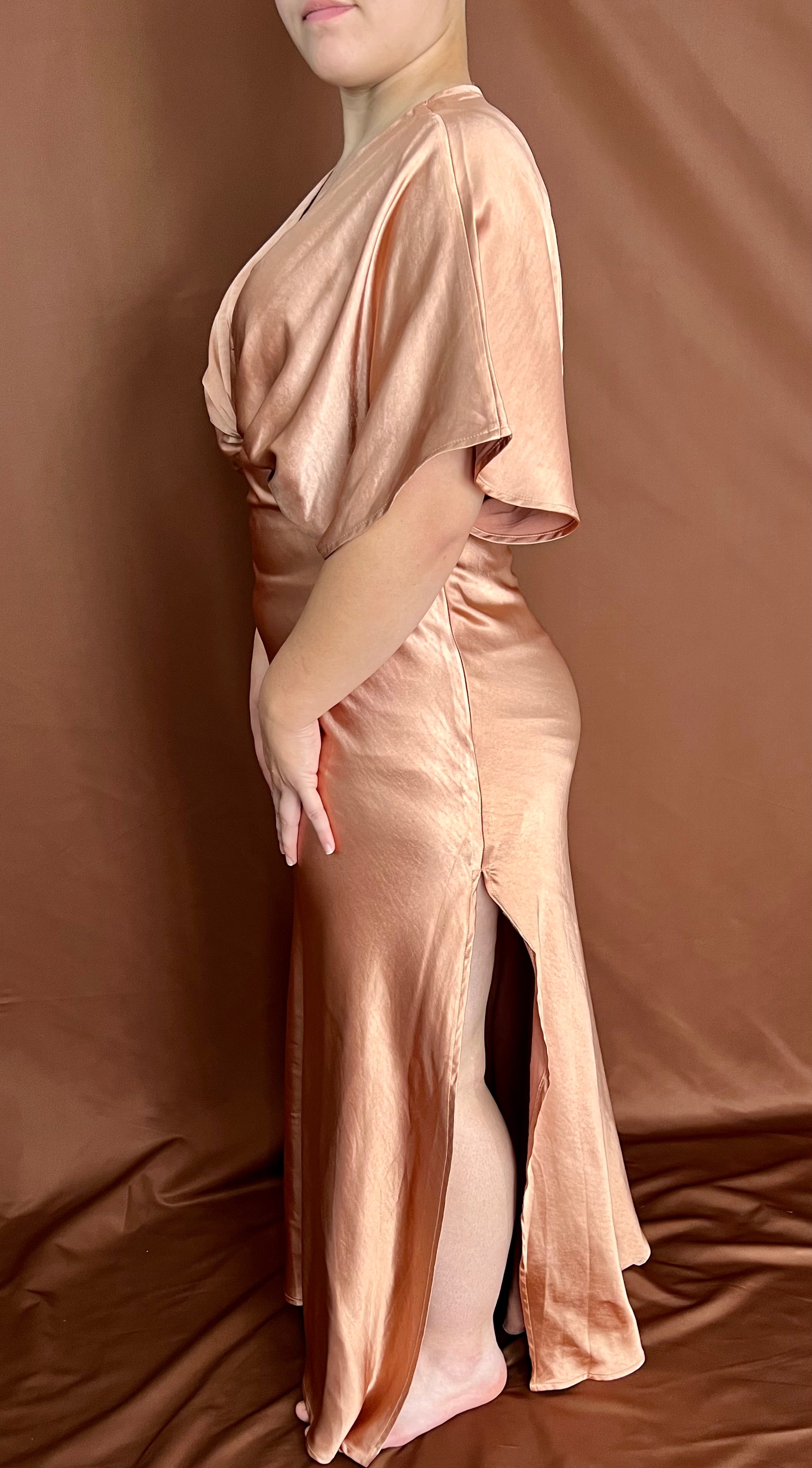 sand satin dress One-Shoulder Stretch Satin Bridesmaid Dress