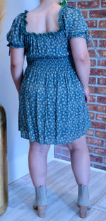 Teal Green Ditsy Floral Dress