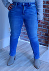 High Rise Slim Straight Blue Jean - Stretch Denim