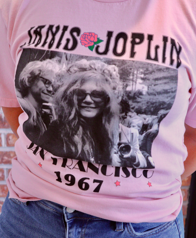 Pink Janis Joplin San Francisco 1967 Graphic Tee