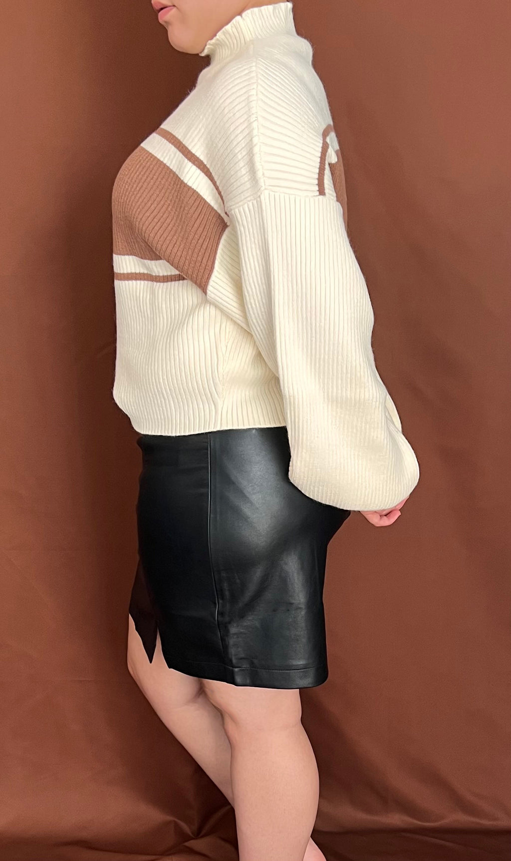 Black Split Hem Faux Leather Mini Skirt