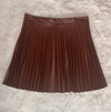 Chocolate Pleated Faux Leather Skirt