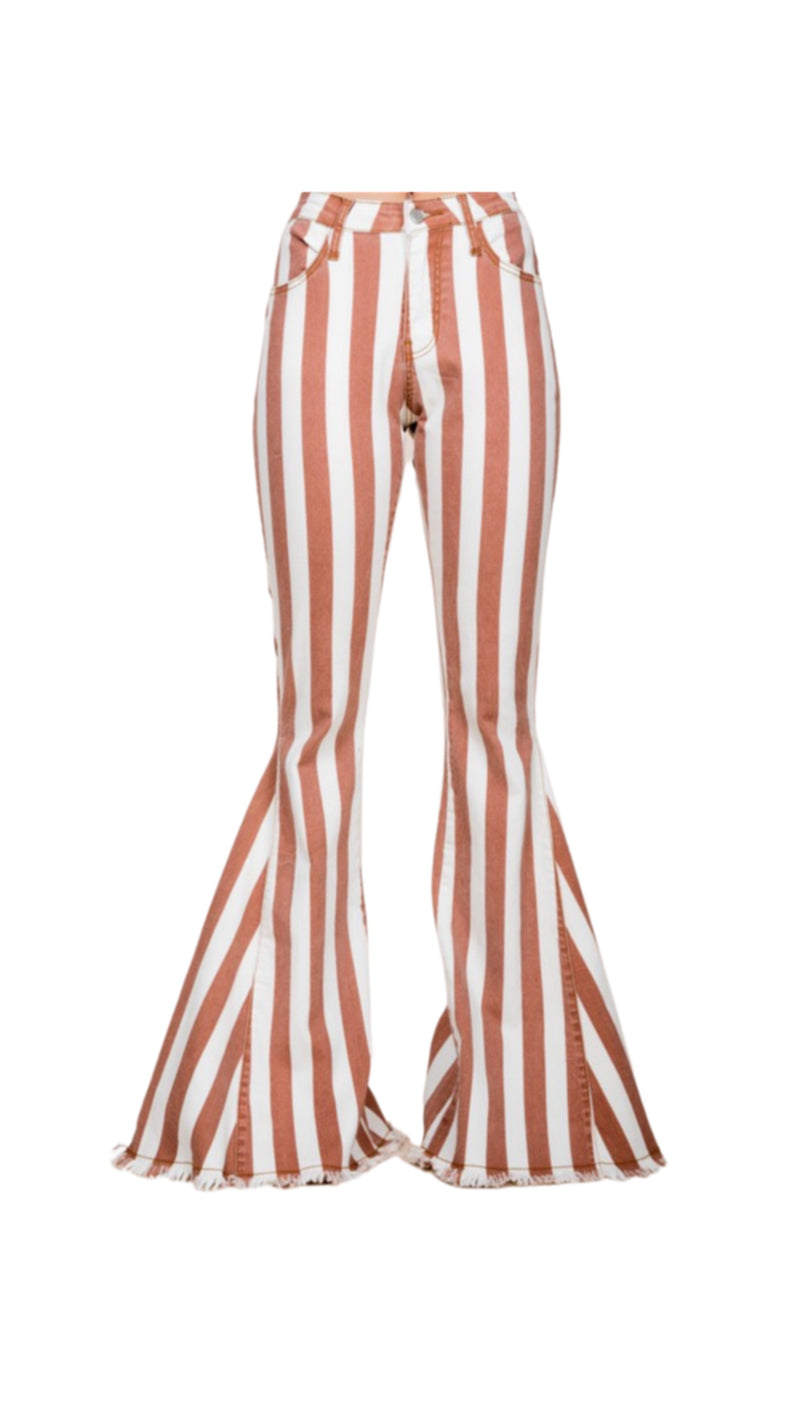 Striped Bellbottom Flared Jeans